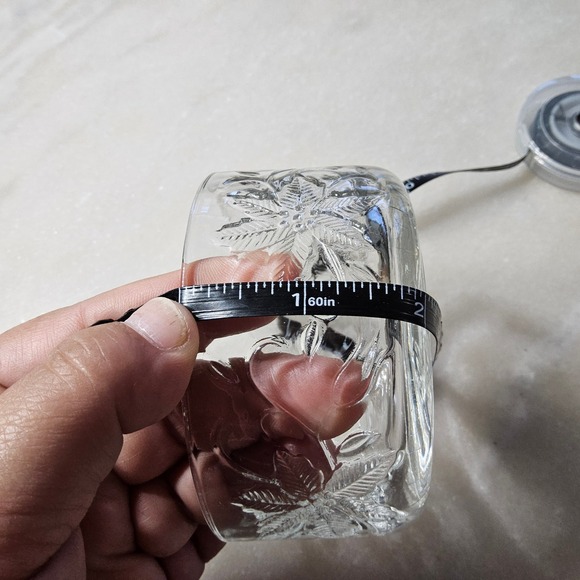 Princess House Clear Glass Bowl, Floral Embossed Design Candle Holder Candy Dish - Picture 6 of 8